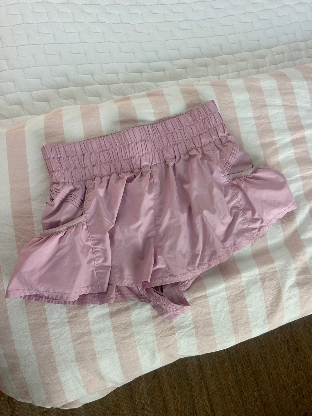 Free People Women’s Pink Ruffle Athletic Shorts